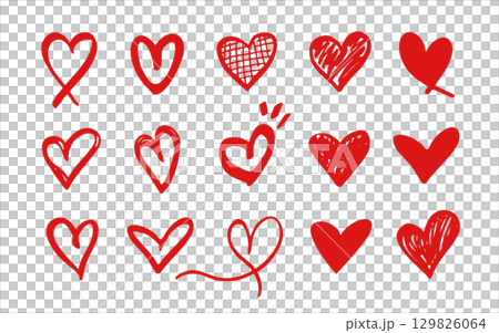 Collection of hearts illustration. Attractive red heart illustrations. Hearts element. 129826064