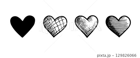 Black hearts illustration. Attractive heart illustrations. Hearts element. 129826066