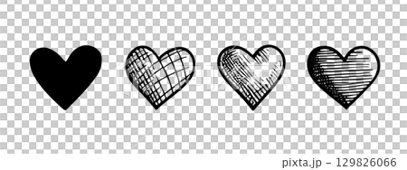 Black hearts illustration. Attractive heart illustrations. Hearts element. 129826066