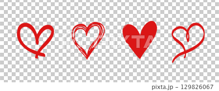 Set of beautiful hearts silhouette. Attractive red heart illustrations. 129826067