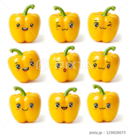 Abstract cute expression yellow paprikas illustration 129826073