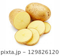 A whole and sliced potatoes concept 129826120