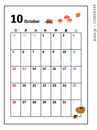 10月のカレンダー 10月のカレンダー 129826148