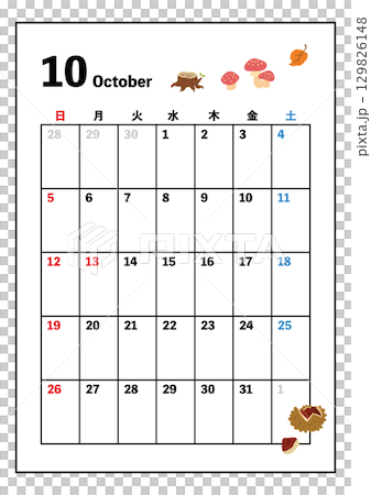 10月のカレンダー 10月のカレンダー 129826148