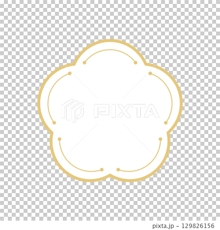 秋季日式花紋花框｜5片花瓣黃線 129826156