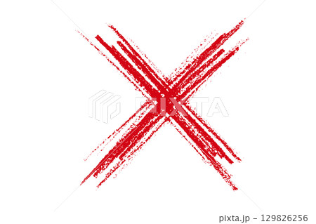 Drawn grunge red incorrect ymbol 129826256