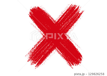 Grunge dirty red incorrect symbol 129826258