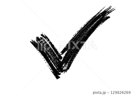 Black crayon checkmark symbol element design Black crayon checkmark symbol element design 129826269