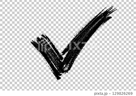 Black crayon checkmark symbol element design Black crayon checkmark symbol element design 129826269