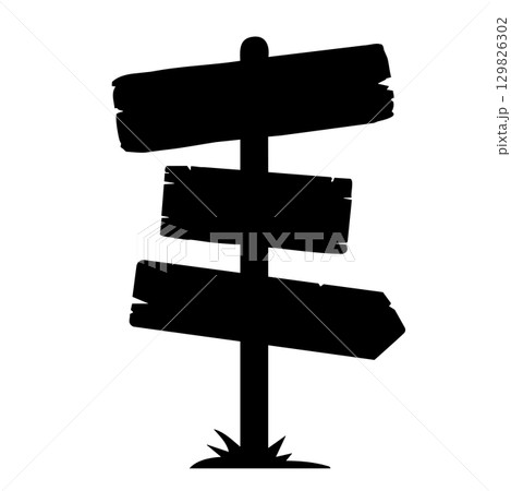 Black wooden sign post silhouette. Black wooden sign post silhouette. 129826302