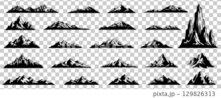 Perfect mountain silhouette collection design. 129826313