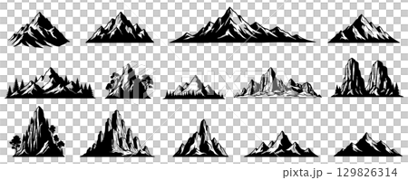 Mountain element illustration collection design. 129826314