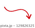 Curled red crayon arrow element 129826325