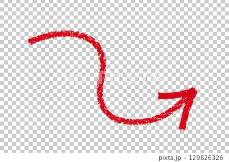 Curled red crayon arrow element design 129826326