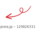 Curled thin drawn red arrow element design 129826331