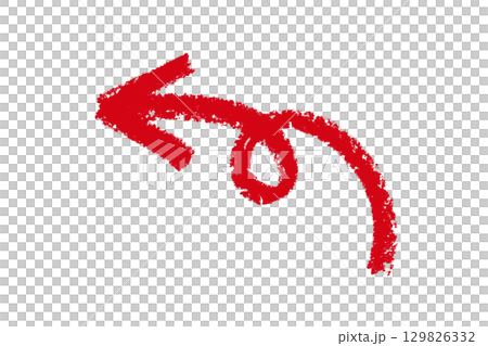 Curled drawn chalk red arrow element design 129826332