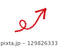 Curled  red crayon arrow element design 129826333