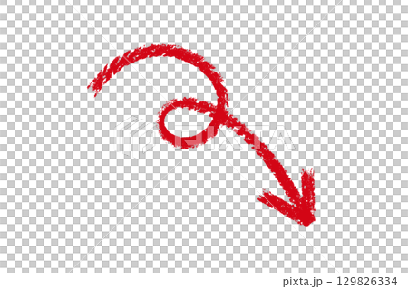 Curled drawn red arrow element design 129826334