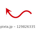 Curved red arrow element design 129826335