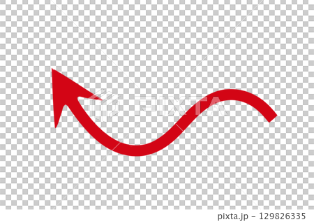 Curved red arrow element design 129826335