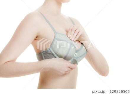 Woman chest in underwear bra lingerie 129826506