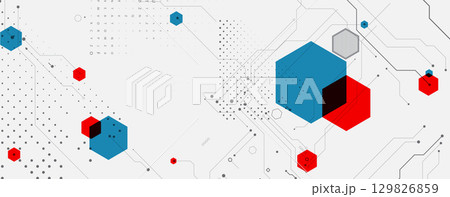 Abstract polygonal and circuit technology concept, futuristic background Abstract polygonal and circuit technology concept, futuristic background 129826859