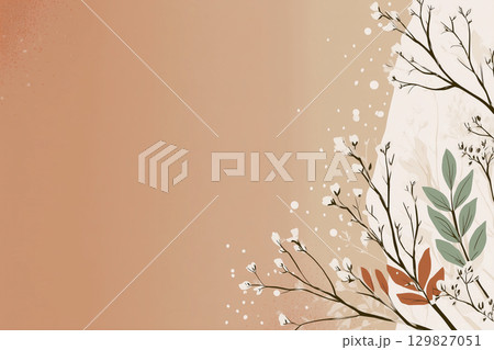 ナチュラルで優しい植物イラスト背景｜温もりを感じるボタニカルデザイン 129827051