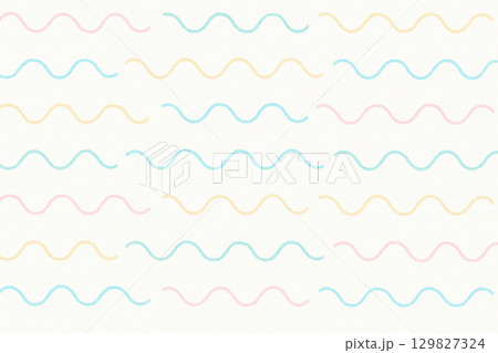 白い背景に置かれたシンプルなパステル手描きの波線パターン 129827324