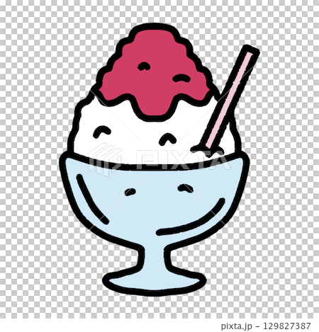 Simple hand-drawn shaved ice, strawberry flavor Simple hand-drawn shaved ice, strawberry flavor 129827387