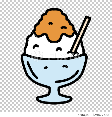 Simple hand-drawn shaved ice, mandarin orange flavor Simple hand-drawn shaved ice, mandarin orange flavor 129827388
