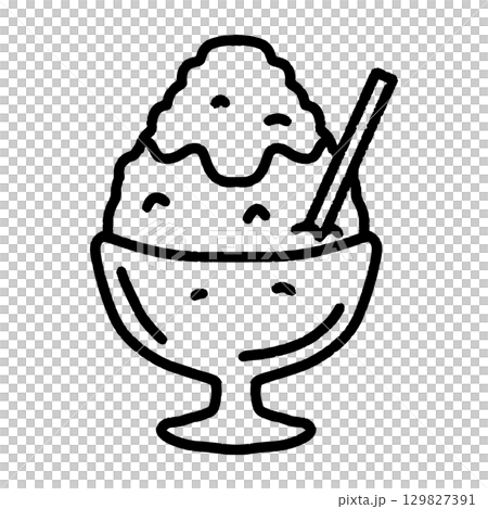 Simple hand-drawn style shaved ice line drawing Simple hand-drawn style shaved ice line drawing 129827391