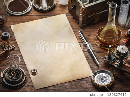 スチームパンクな研究所に茶けた紙 スチームパンクな研究所に茶けた紙 129827413