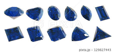 様々な種類の形のサファイアのセット2 129827443