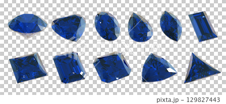 様々な種類の形のサファイアのセット2 129827443