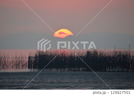 荒尾市 海岸 夕暮れ、 荒尾市 海岸 夕暮れ、 129827501