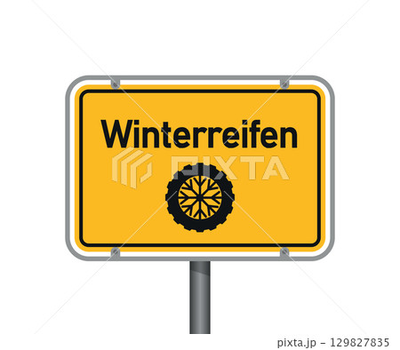 yellow trafic sign winter check isolated vector illustration yellow trafic sign winter check isolated vector illustration 129827835