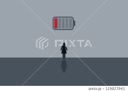 depressed woman with empty battery burnout concept vector illustration depressed woman with empty battery burnout concept vector illustration 129827842