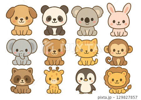 動物の可愛いイラストセット 129827857