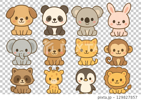 動物の可愛いイラストセット 129827857