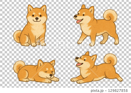Cute Shiba Inu illustration set Cute Shiba Inu illustration set 129827858