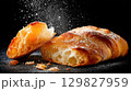 Freshly baked ciabatta bread with flour sprinkle 129827959