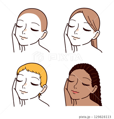 手書き_女性_上半身_セット 129828113