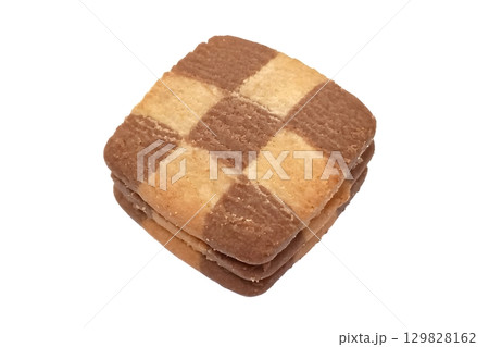 Checkerboard Pattern Cookie isolated on white background Checkerboard Pattern Cookie isolated on white background 129828162