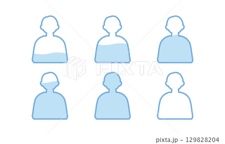 体内水分量別の男性のシルエット 129828204