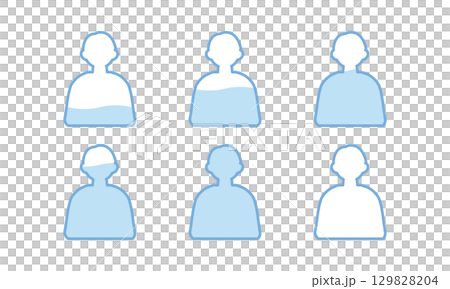 体内水分量別の男性のシルエット 129828204