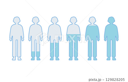 体内水分量別の男性の全身像 体内水分量別の男性の全身像 129828205