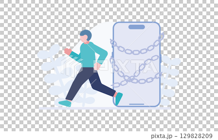 スマホを置いてランニングをする男性 スマホを置いてランニングをする男性 129828209