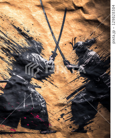 武士の戦いを描いたアート作品 129828384