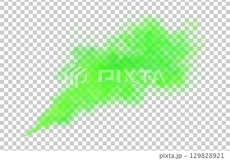 Green smoke cloud isolated on transparent background for use in design, digital art, advertising, or abstract visual effects 129828921