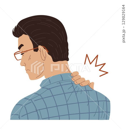 Man with neck pain from sedentary work 129829164